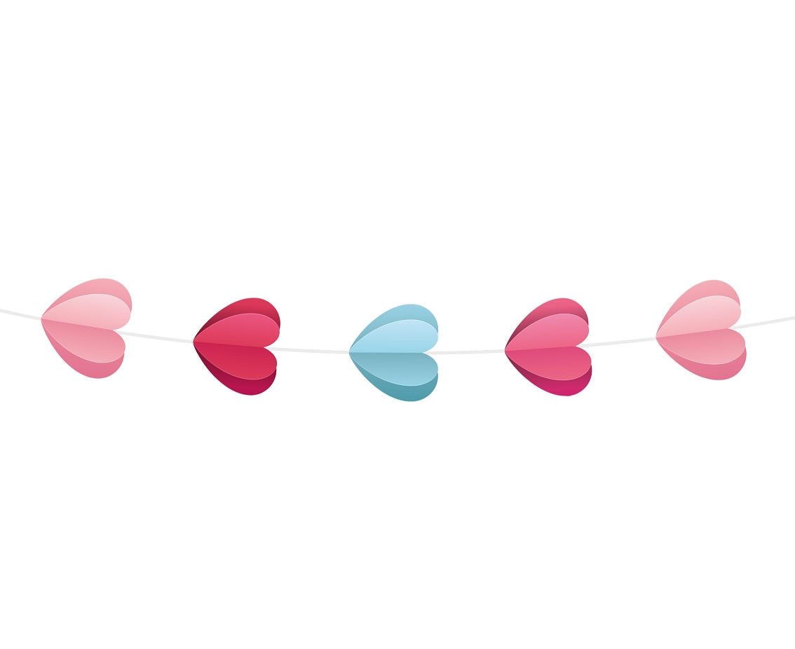 Paper garland Love is in the air - 3D hearts, 200 cm