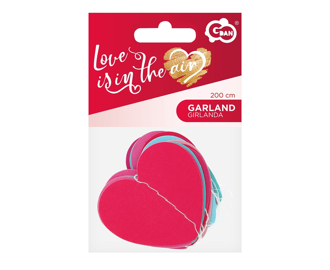 Paper garland Love is in the air - 3D hearts, 200 cm