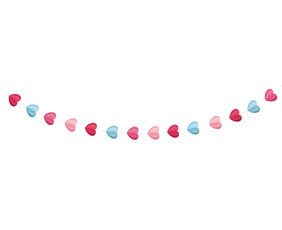 Paper garland Love is in the air - 3D hearts, 200 cm