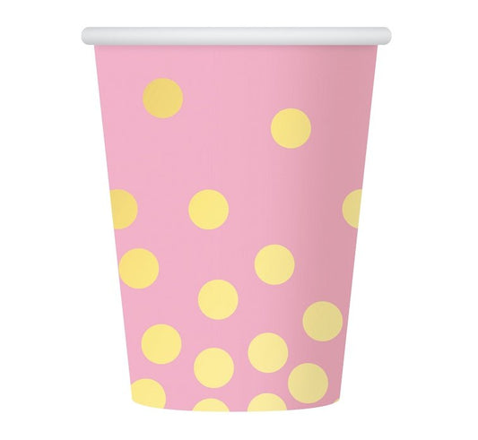 Paper cups "Golden dots", pink, 270 ml, 6 pcs Godan