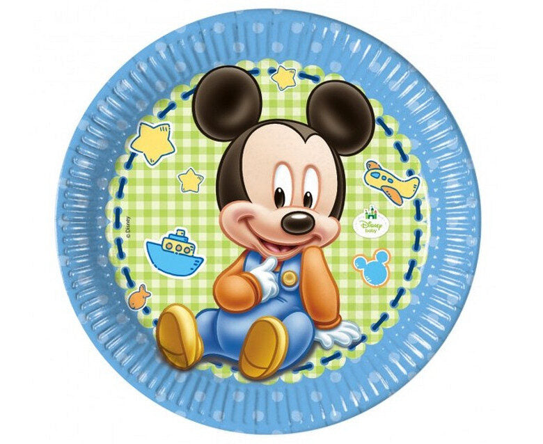Paper plates Baby Mickey, 23 cm, 8 pcs PROCOS