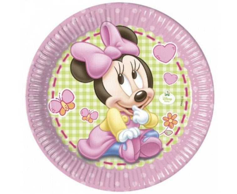 Paper plates Baby Minnie, 23 cm, 8 pcs PROCOS