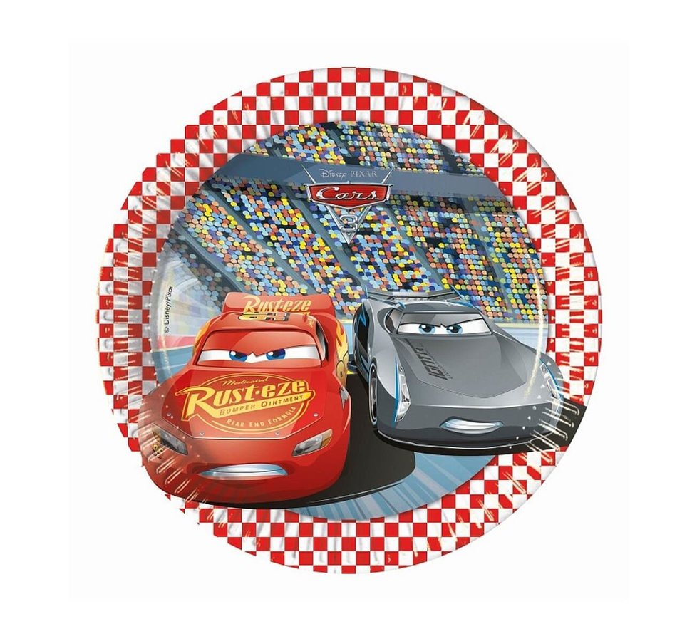 Cars 3 paper plates pack of 8, 20 cm disposable plates for birthday parties