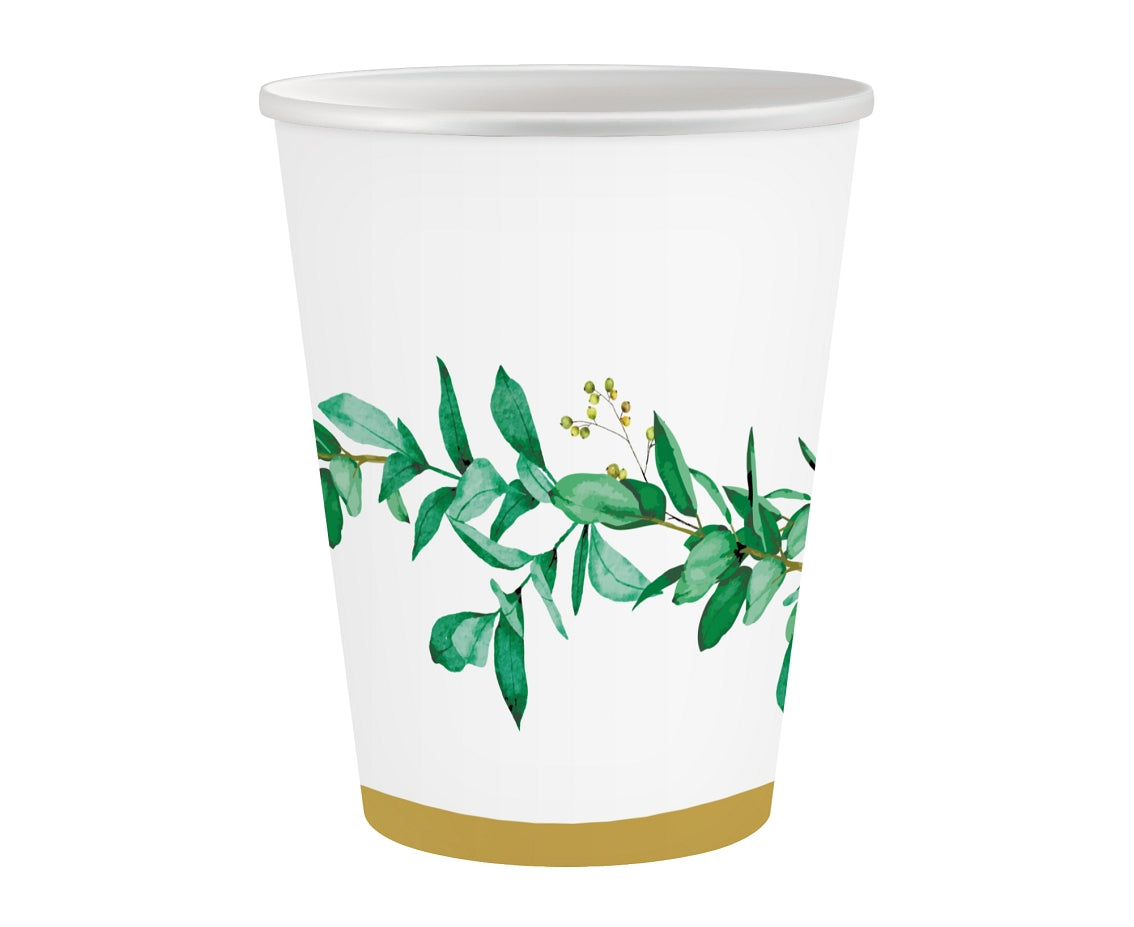 Paper cups "Celebrate" with leaf print, 250 ml, 6 pcs Godan