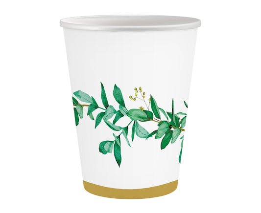 Vasos de papel "Celebrate" con estampado de hojas, 250 ml, 6 uds.