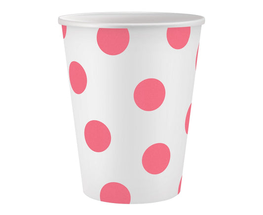 Paper cups Polka Dots, pink, 250 ml, 6 pcs Godan