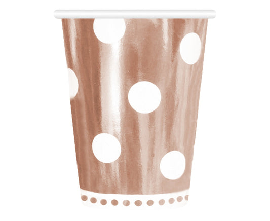 Paper cups Polka dots, rose gold, 266 ml, 6 pcs Godan