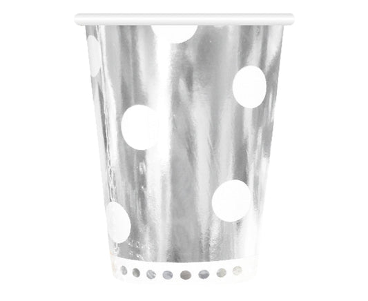 Paper cups Polka dots, silver, 266 ml, 6 pcs Godan