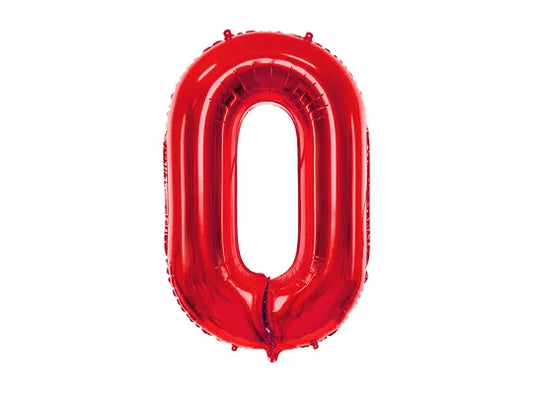 Globo de aluminio número 0, 86 cm, rojo