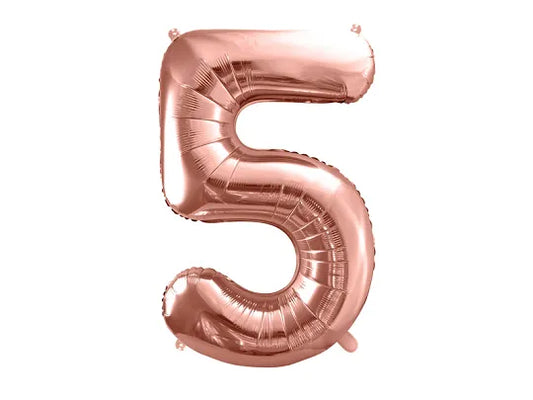 Globo de aluminio número 5, 86 cm, oro rosa