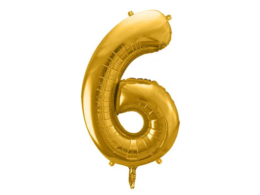 Globo de aluminio número 6, 86 cm, dorado