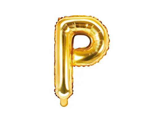 Globo de aluminio con la letra "P", 35 cm, dorado