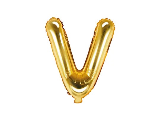 Foil Balloon Letter ''V'', 35cm, gold Partydeco