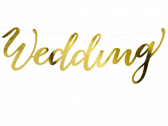 Paper Banner Wedding, gold, 16.5 x 45 cm Partydeco