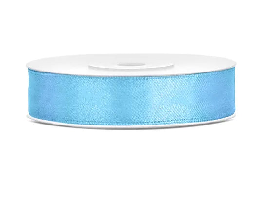 Satin Ribbon, light blue, 12 mm x 25 m Partydeco