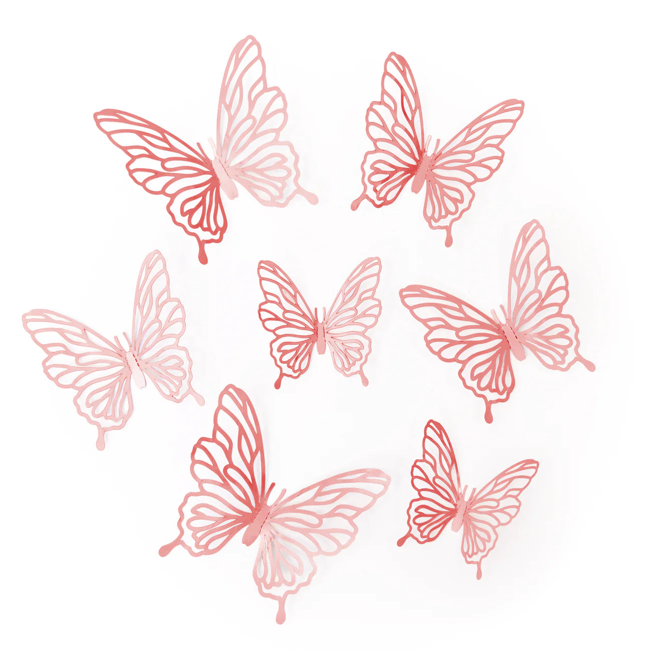 Pegatinas 3D mariposas caladas oro rosa, 12 uds.