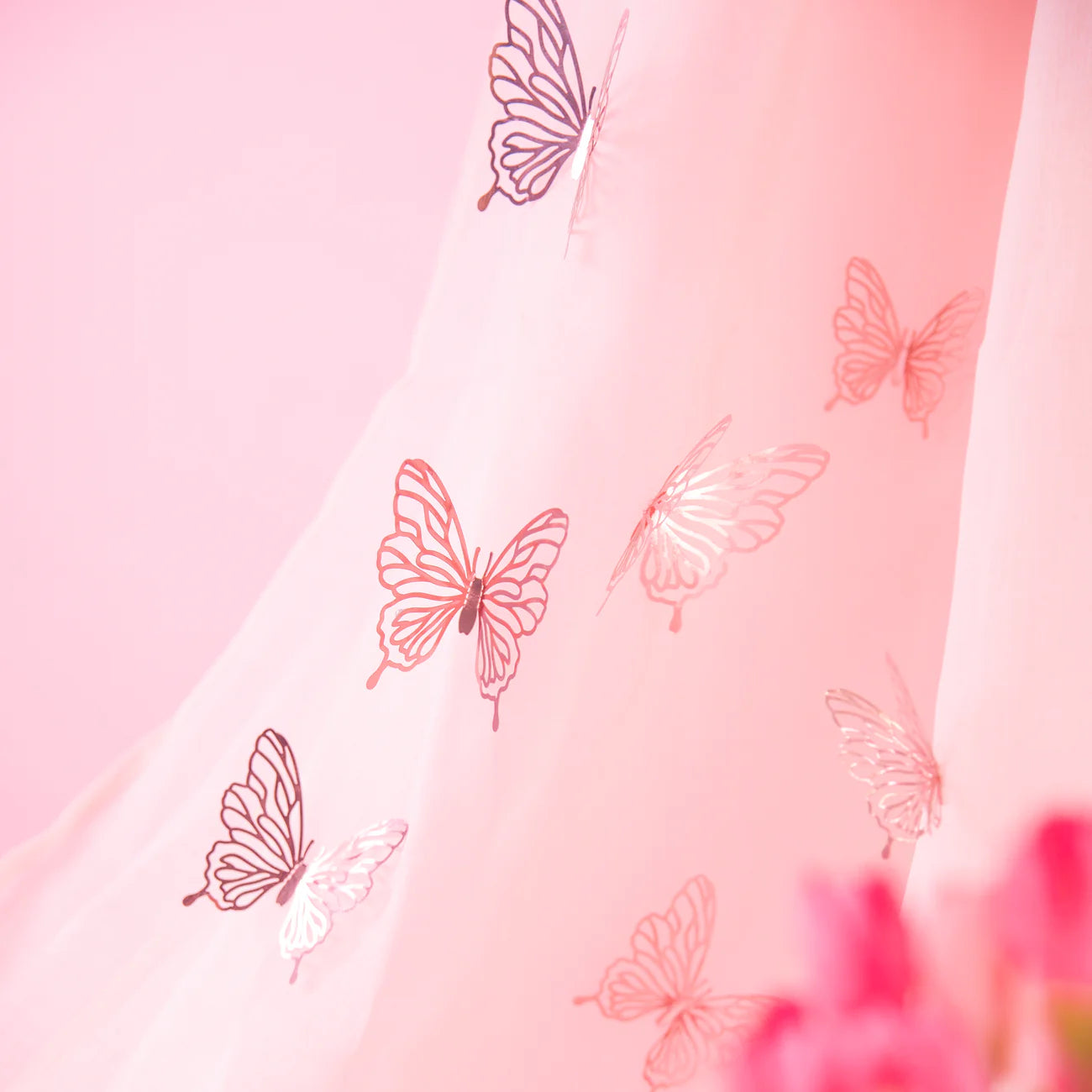 Pegatinas 3D mariposas caladas oro rosa, 12 uds.