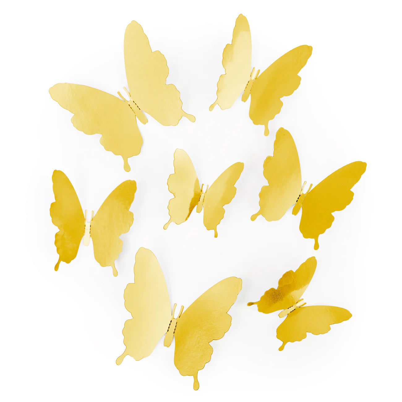 Decorate with 3D stickers Gold butterflies, 12 pcs, featuring elegant designs in various sizes for unique DIY projects.