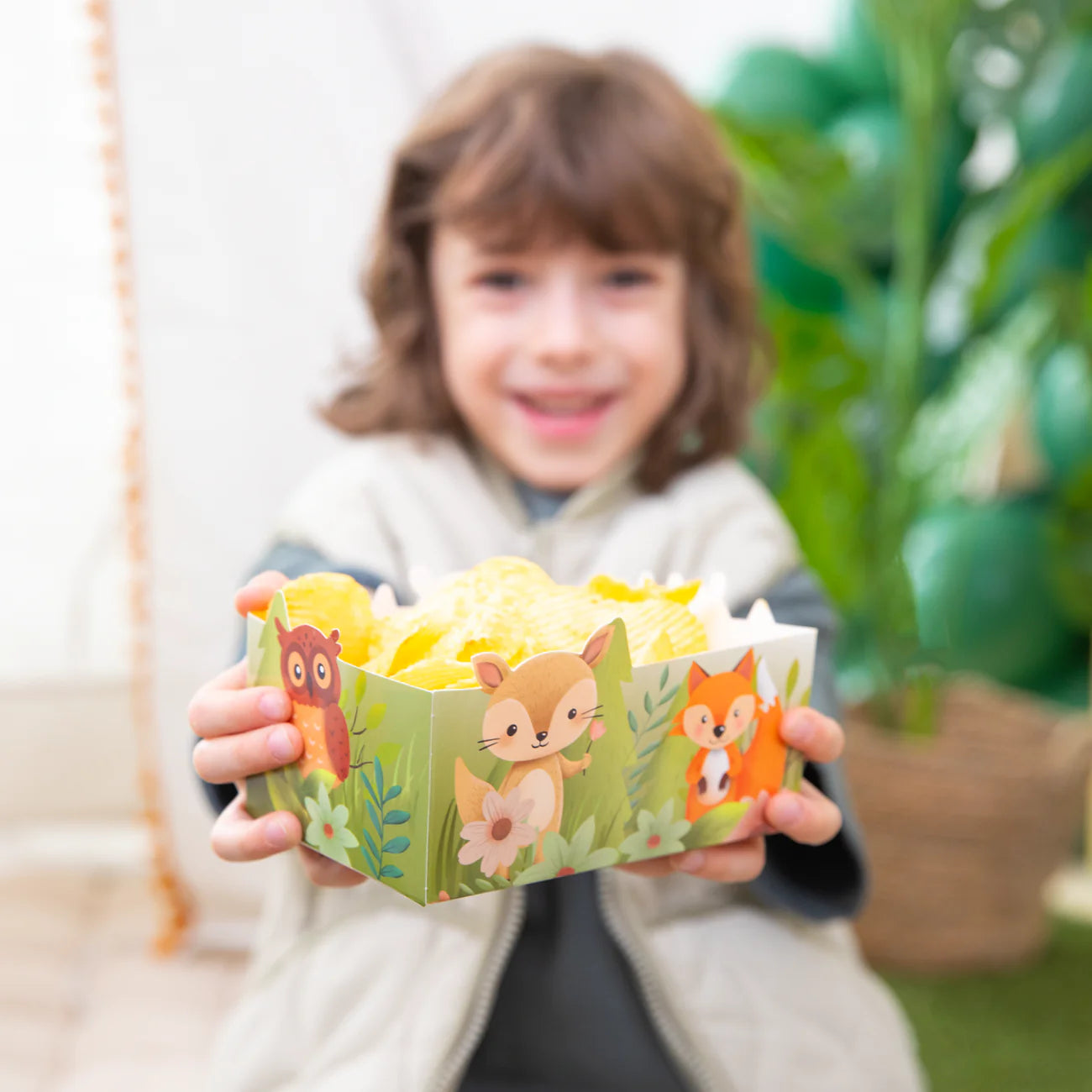 Chip box Forest Friends, 15x7.5cm, 3 pcs PartyPal