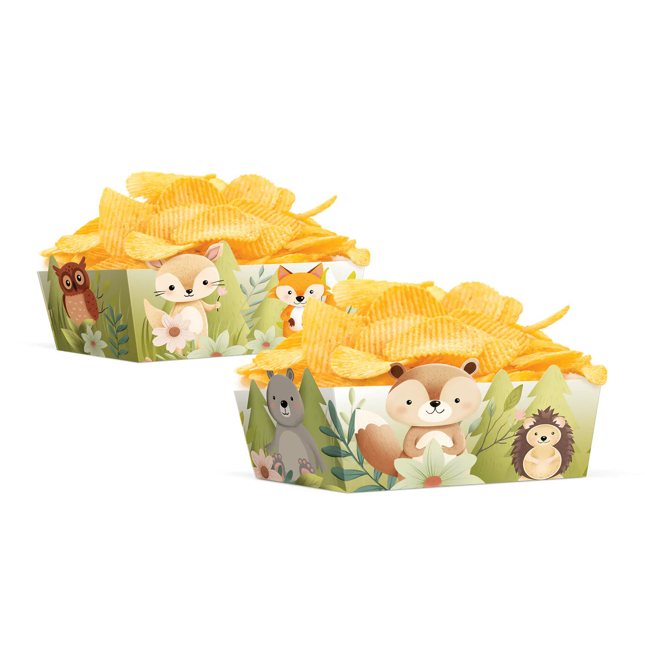Chip box Forest Friends, 15x7.5cm, 3 pcs PartyPal
