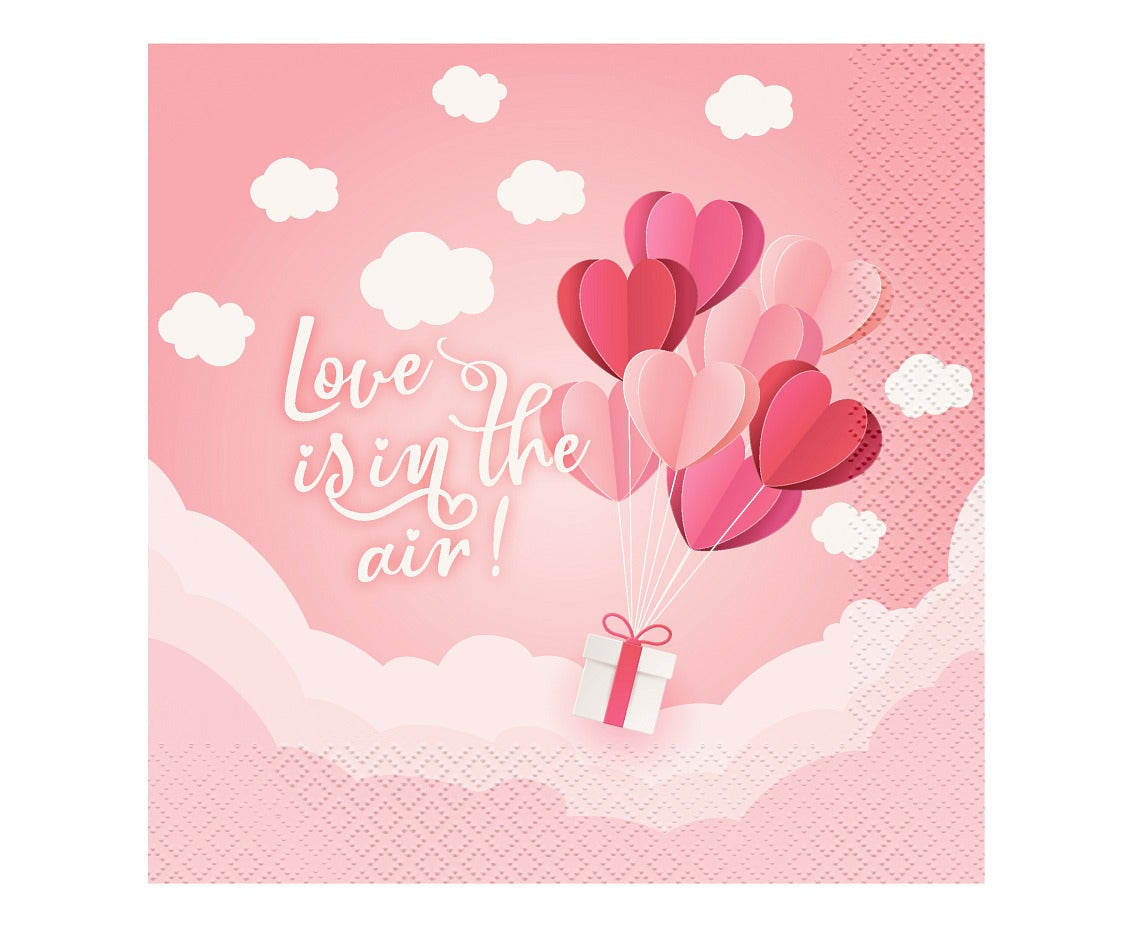 Paper napkins Love Is In The Air (pink), 33x33 cm, 20 pcs Godan