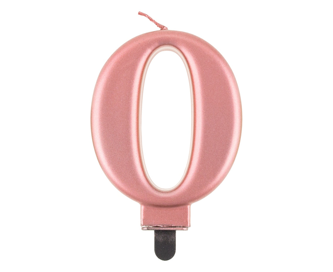 Candle Number 0, metallic rosegold, 8 cm Godan