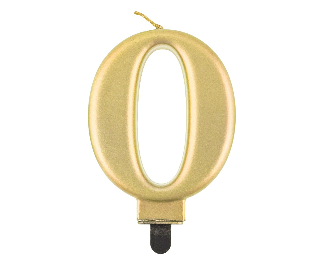Candle Number 0, metallic gold, 8 cm Godan