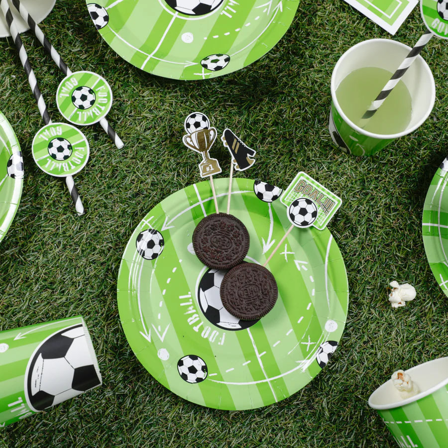 Pratos de papel Futebol, 18 cm, 6 unidades