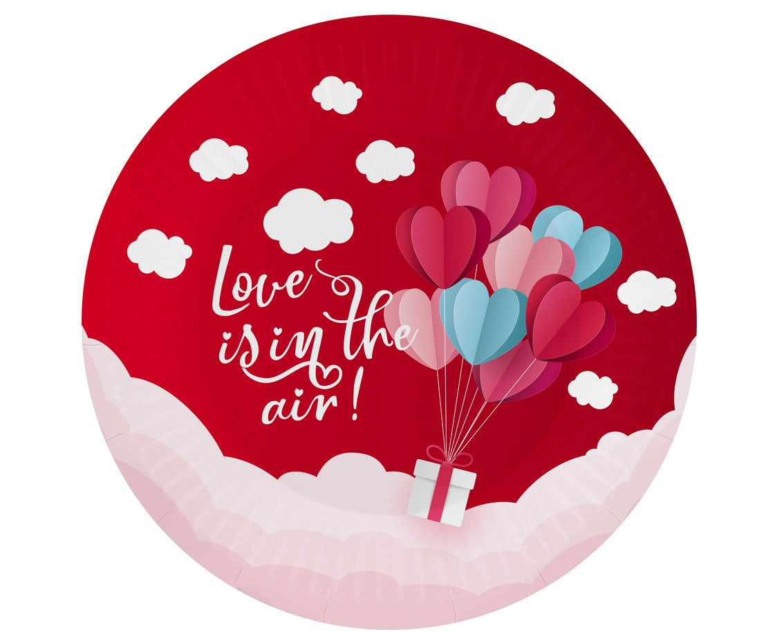 Paper plates Love Is In The Air (red), 18 cm, 6 pcs. Godan