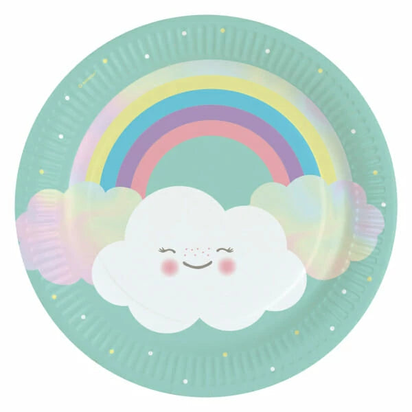 Paper plates Rainbow & Cloud, 23 cm, 8 pcs Amscan