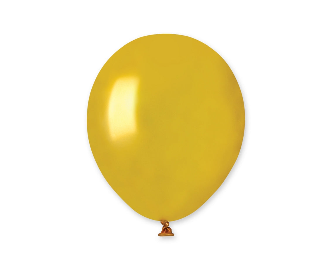 Balões de látex metálico Gemar, dourados, 5"/ 13 cm, 100 unidades